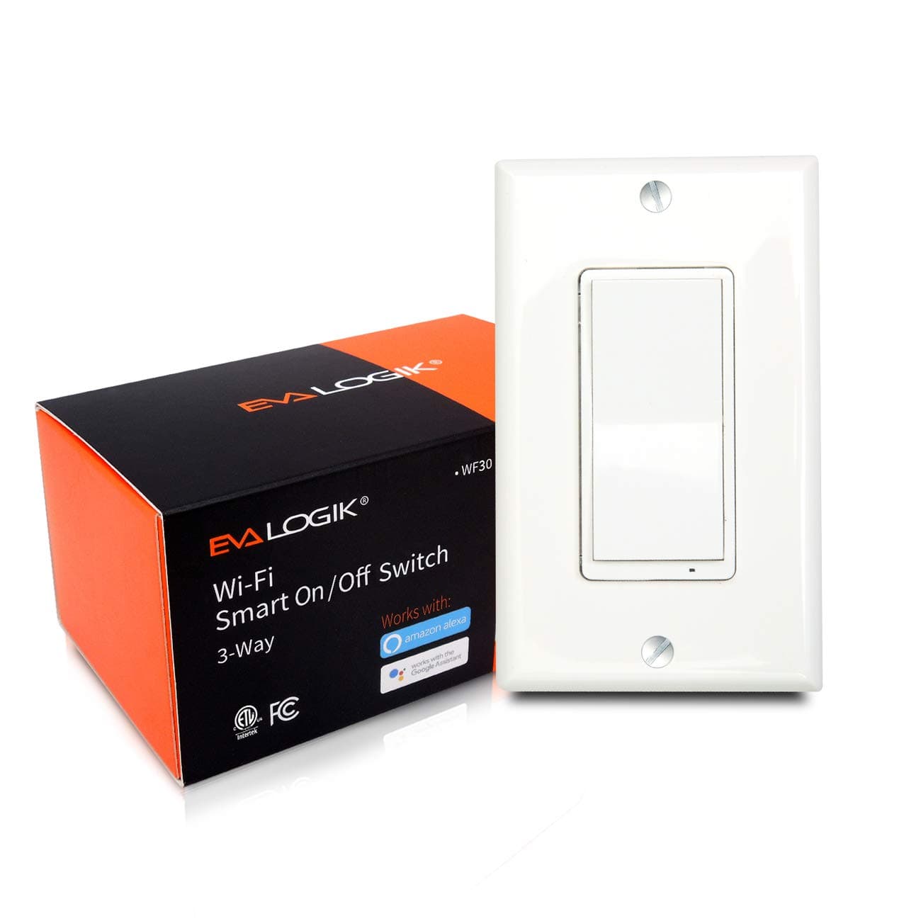 3-Way Smart WiFi Light Switch, On/Off Control, in-Wall, No Hub Required, Compatible with Alexa and Google Home, ETL and FCC Listed (WF30)