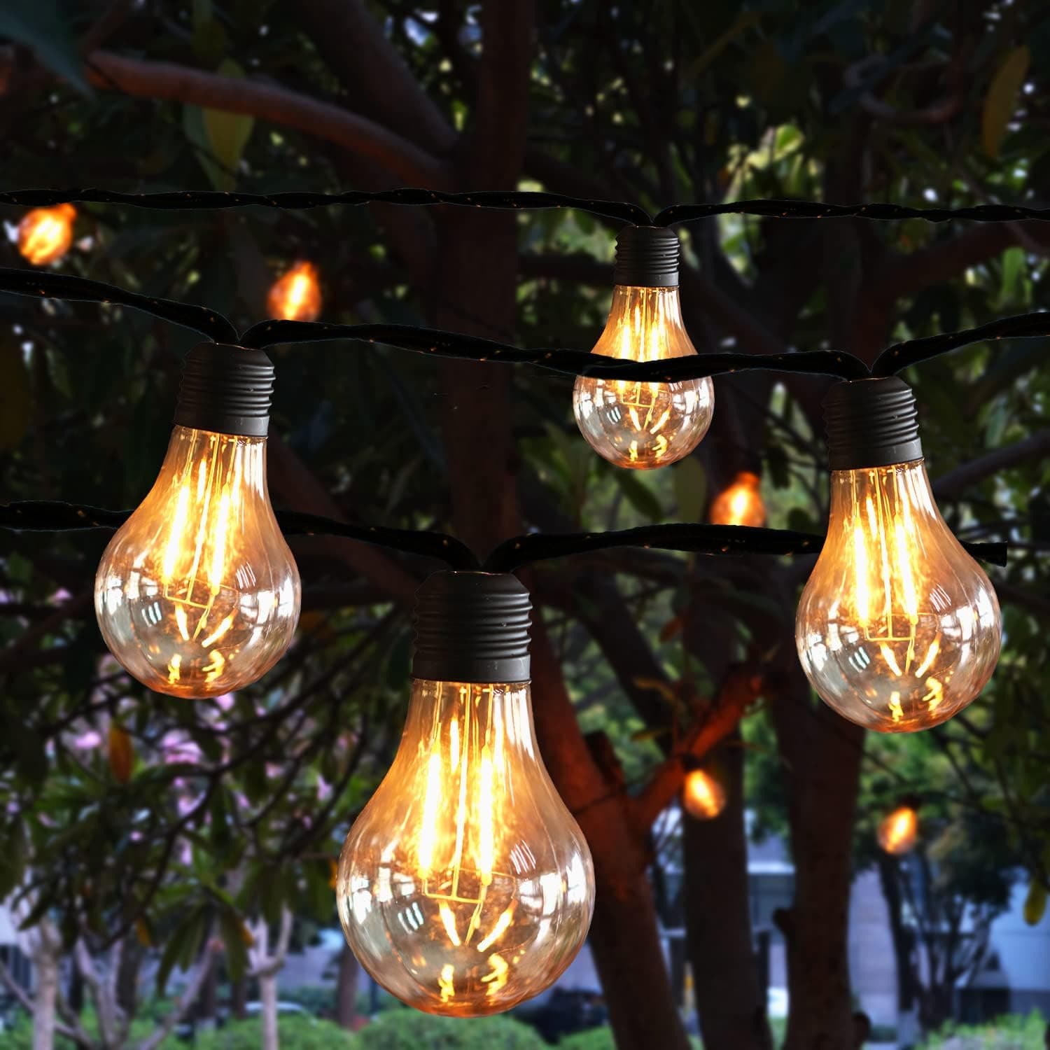 DAMITIS Indoor String Lights - 25ft with 10 Dimmable Shatterproof PET Bulbs - Extendable Outdoor Decorative Lights for Christmas Decoration, Patio, Wedding, Warm White, No Remote