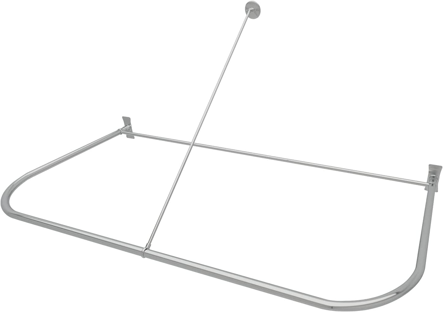 Naiture Stainless Steel 60'' x 30'' D Shape Shower Curtain Rod, Chrome Finish