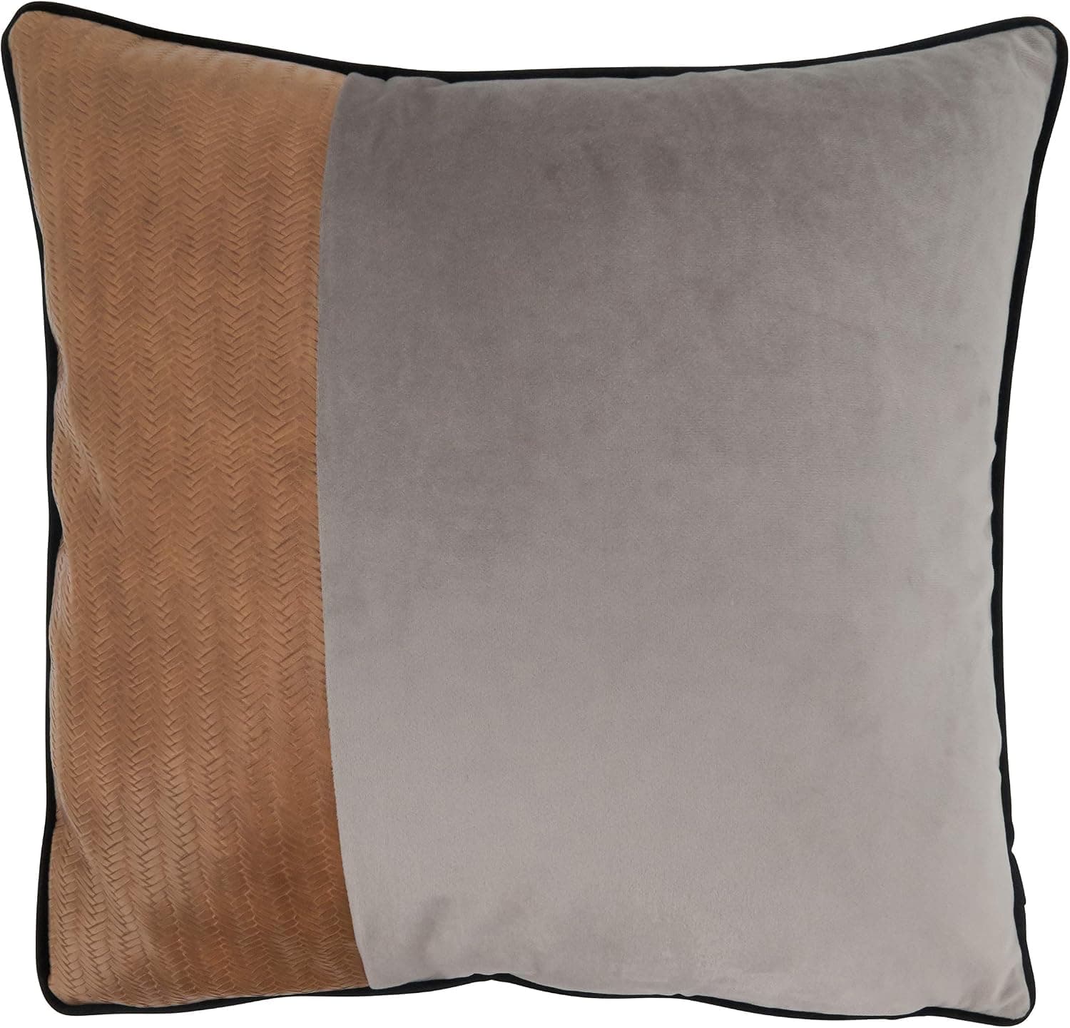SARO LIFESTYLE Asher Collection Down-Filled Two-Tone Velvet Throw Pillow, 18", Caramel