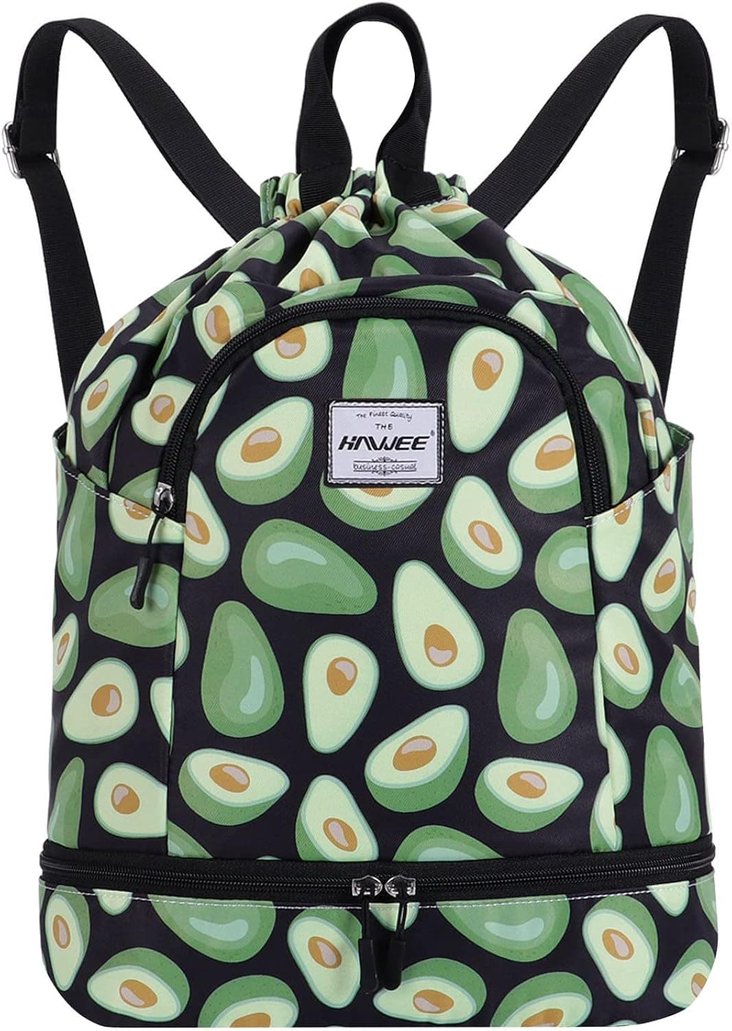 HAWEE Dry Wet Drawstring Backpack with Shoe Compartment for Women Adjustable Gym Bag