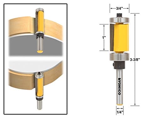 Yonico Router Bits Pattern Bit Flush Trim Top and Bottom Bearing 1-Inch 1/4-Inch Shank 14983