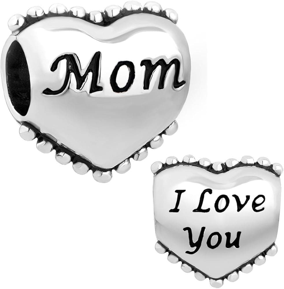 LovelyJewelry I Love You My Mom Charms Beads Forilver Plated Heart Bracelet