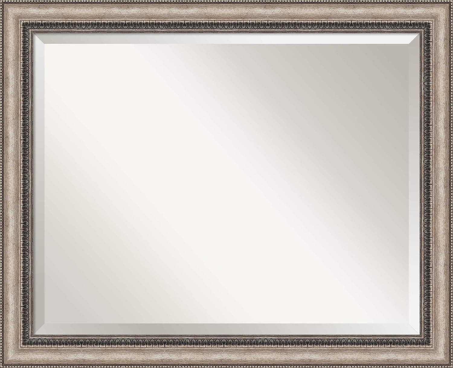 Amanti Art Framed Bathroom Vanity Mirror, Glass Size 28x22, Lyla Ornate Silver