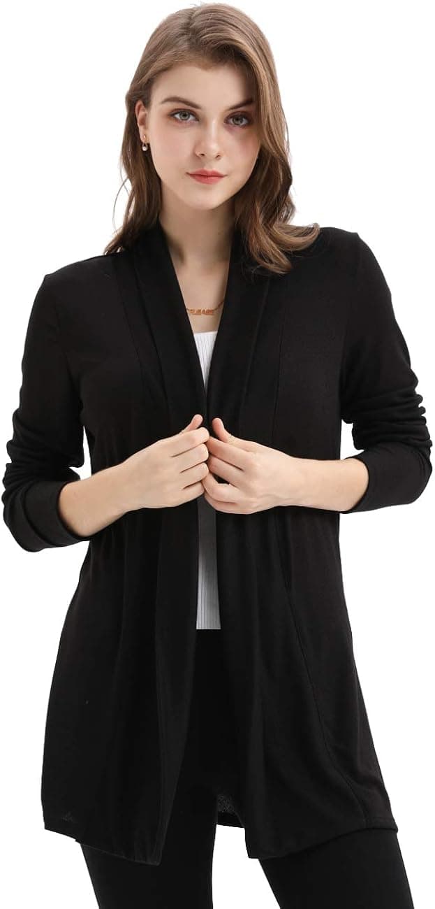 FITATH Women's Open Front Cardigan Lightweight Long Knit Sweater
