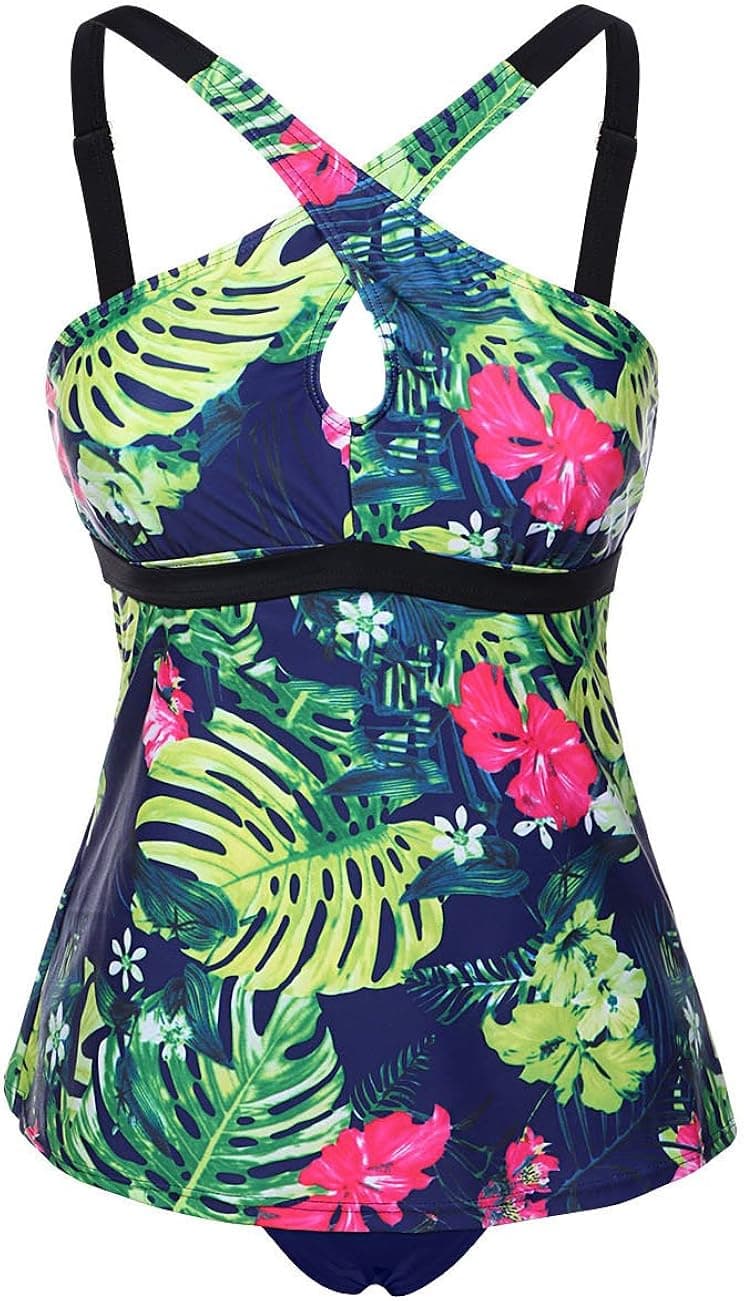 JOYMODE Women's Sexy Halter Push Up Swimwear Tankinis Set Green US 12-14