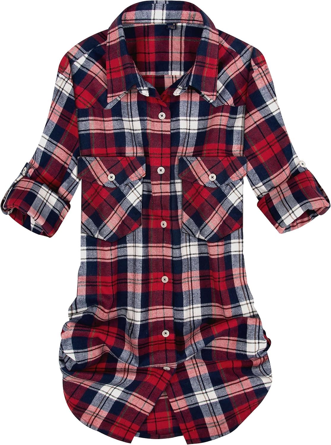 Alimens & Gentle Women's Long Sleeve Casual Regular Fit Classic Plaid Button Down Flannel Shirt
