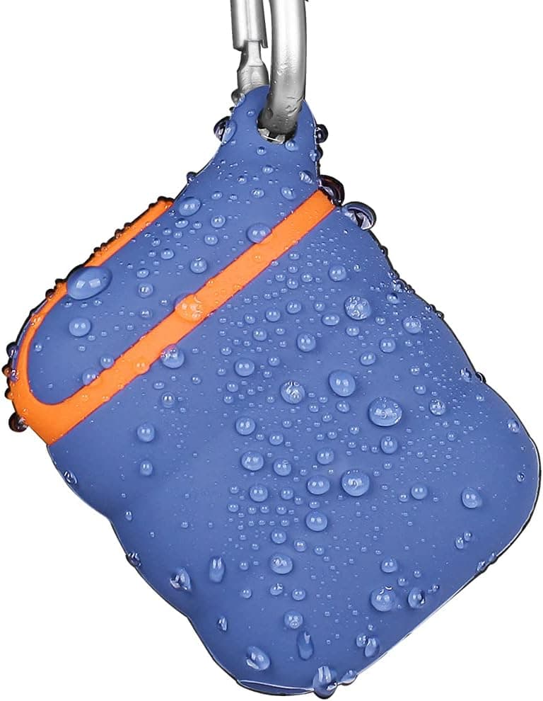 MRDARCY Waterproof Silicone Protective Case for Apple AirPods 1/2 (Blue&Orange)