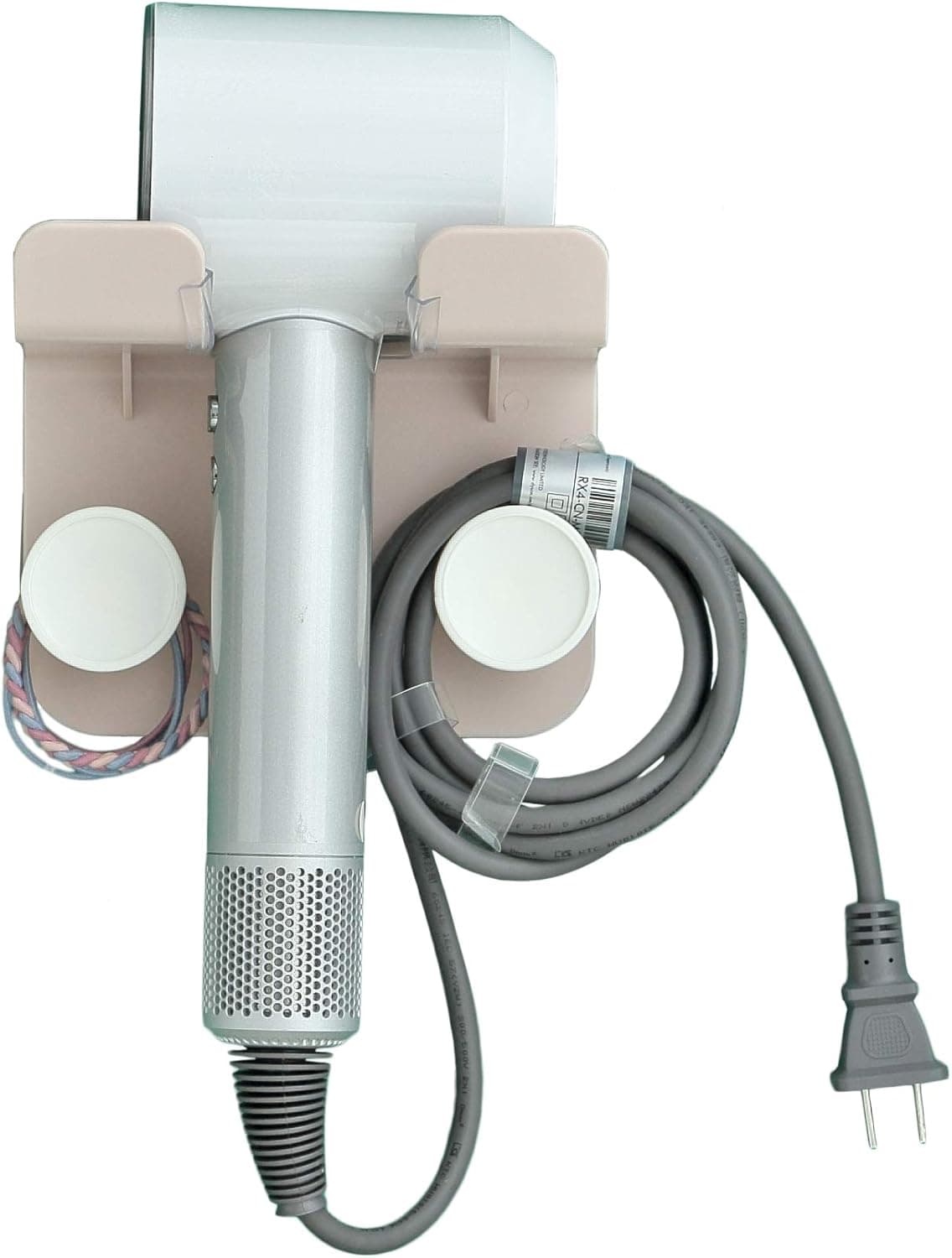 Homerays Self Adhesive Light Gray Hair Dryer Holder, Hair Dryer Wall Mount Holder Hair Dryer Bracket Storage Rack for Washroom Toilet