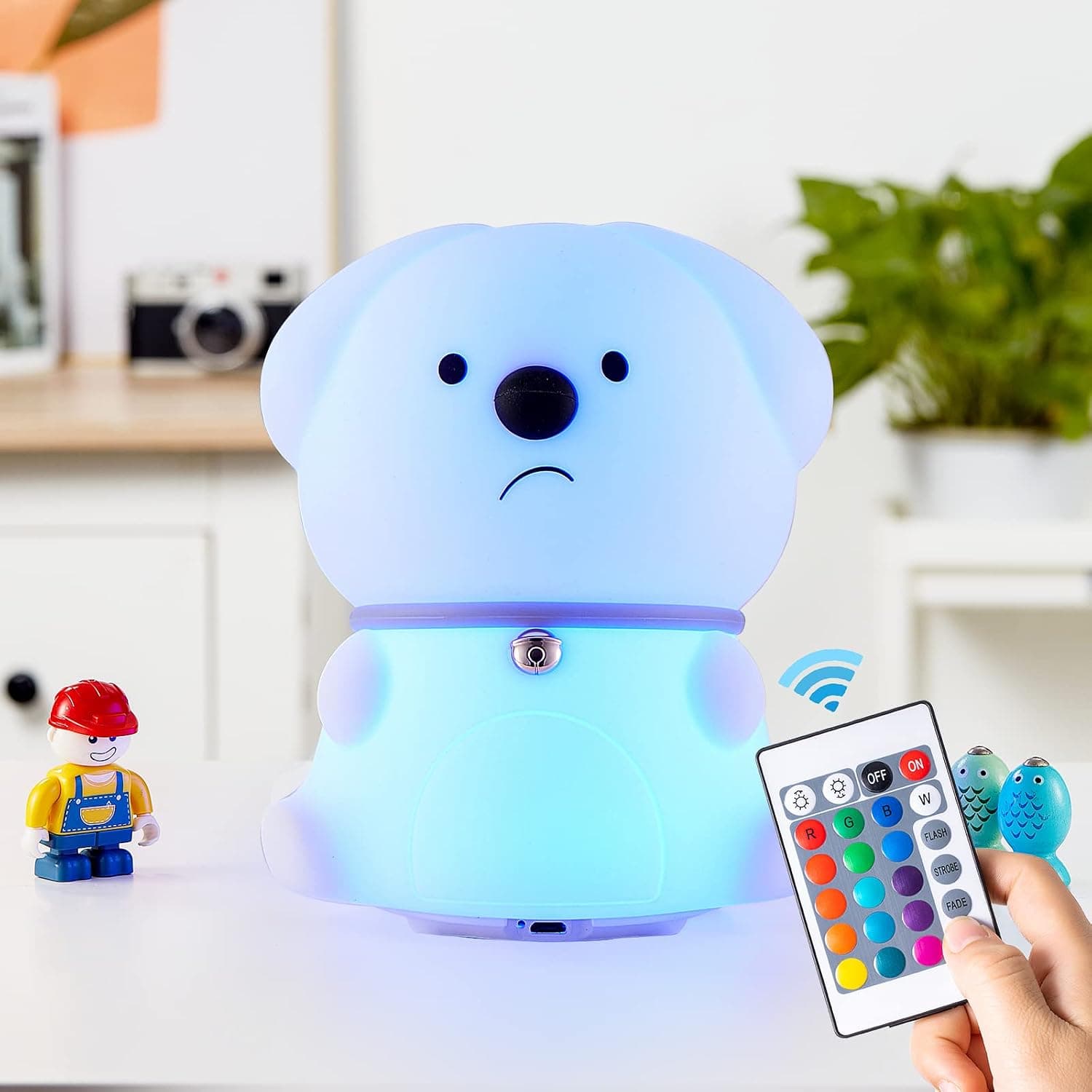 Cute Night Lights For Kids Room, Silicone Lamp For Toddler Girls Boys Bedroom, Portable Animal Night light, Christmas Gifts for Baby, Puppy Led Light With Remote Control Rechargeable Color Changing