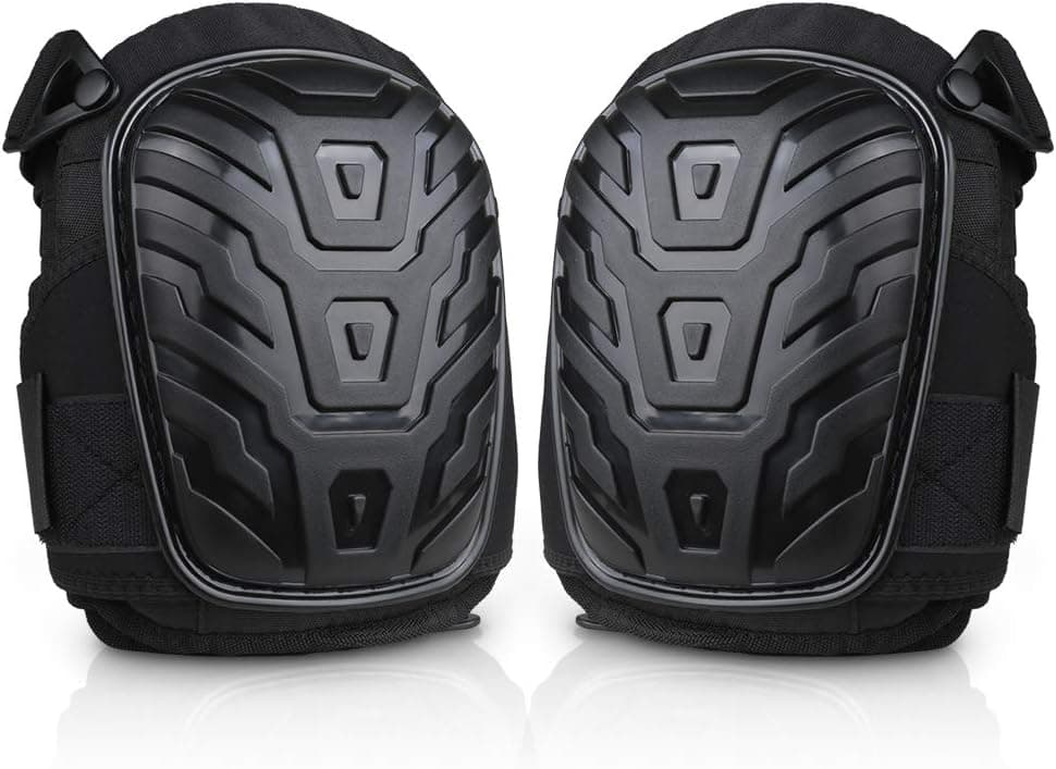Professional Knee Pads with Heavy Duty Foam Padding and Comfortable Gel Cushion, Strong Double Straps and Adjustable Easy-Fix Clips (Black)