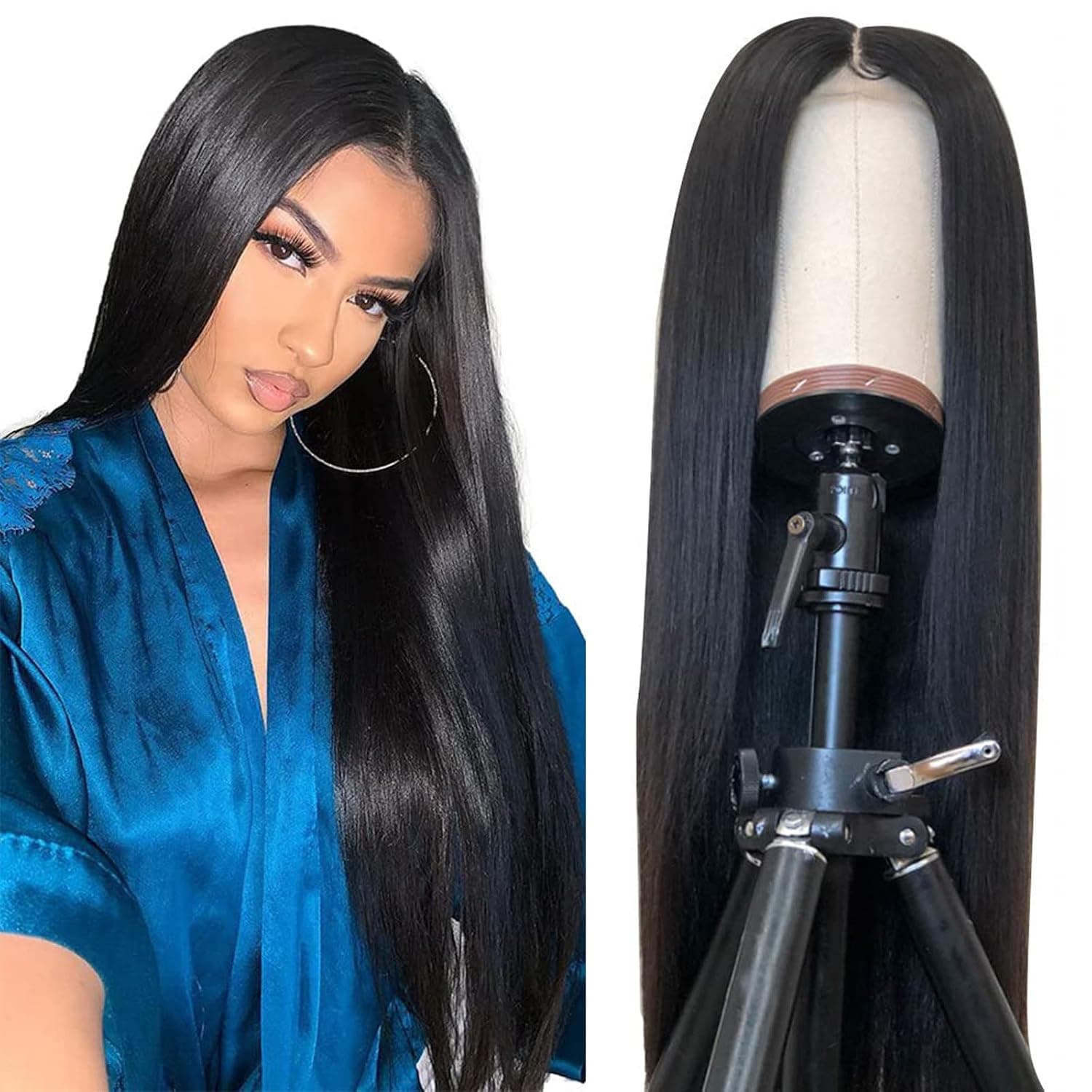 Uneed Hair 10A Lace Front Human Hair Wigs,(12inch,150% Density) Straight Lace Front Wig,Glueless Lace Front Wigs Human Hair with Baby Hair Pre Plucked,Unprocessed Virgin Brazilian Hair,Natural Black