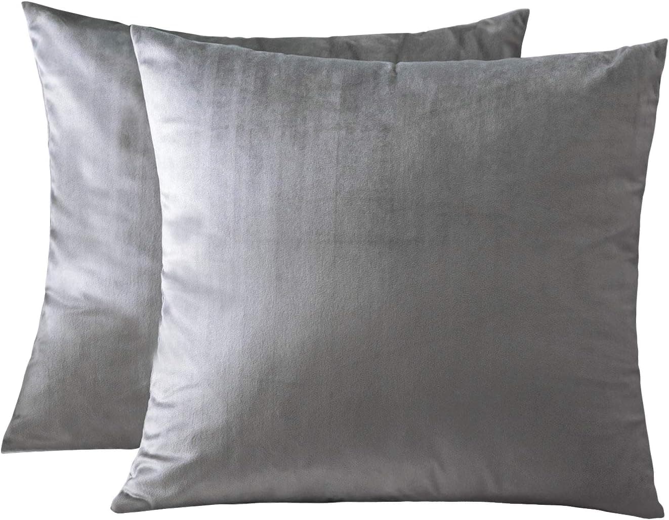 Lycra Home Velvet Throw Pillow Covers Set of 2 Soft Soild Decorative Pillowcases for Living Room, Car, Bedroom, Sofa Bed(18x18in-Grey)