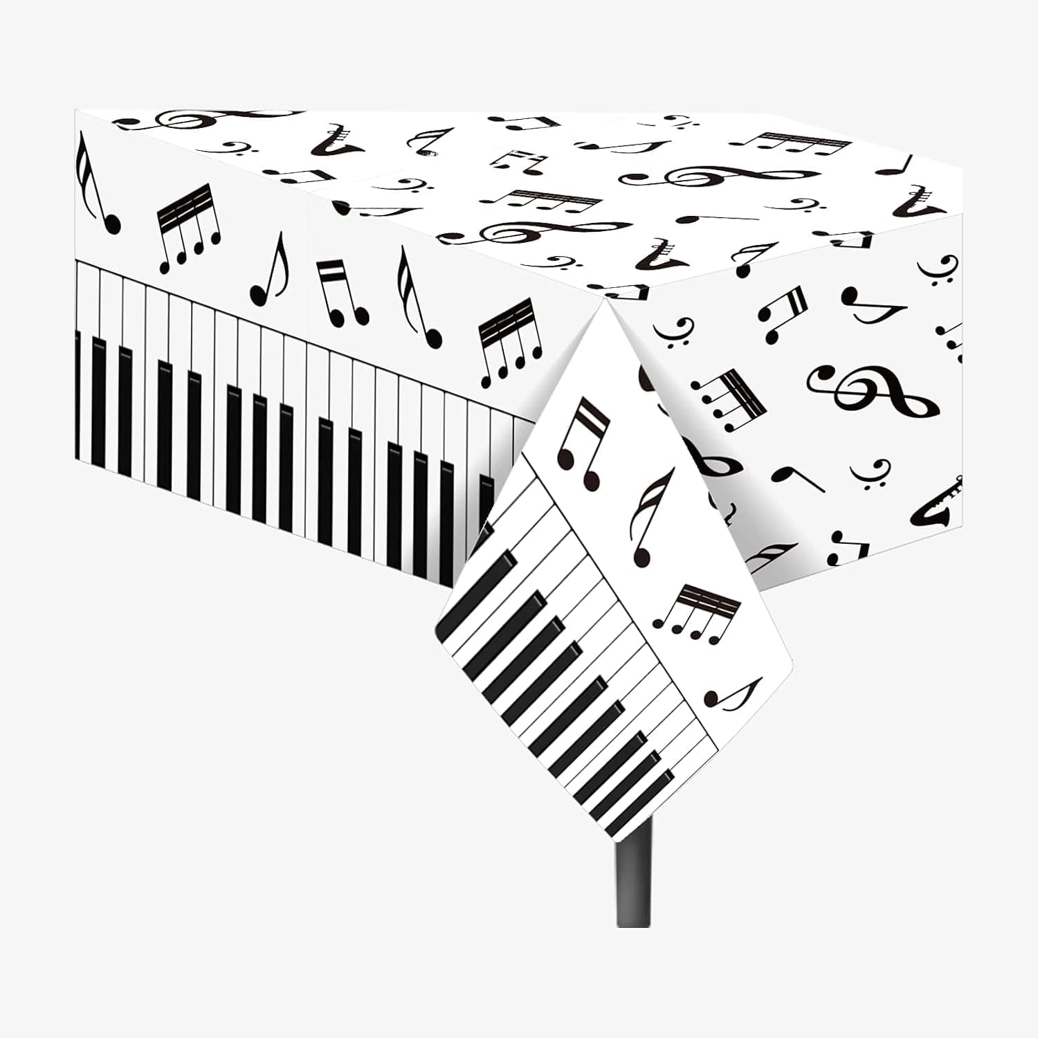 XINDE 2 Pieces 54x87 Inch Music Tablecloth, Musical Notes Tablecover Piano Key Musical Notes Tablecloth Disposable Rectangular Plastic Table Cover for Musical Notes Theme Birthday Party Decoration