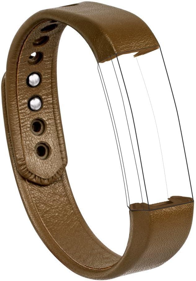 Wearlizer Genuine Leather Band Replacement Strap Wristband for Fitbit Alta - Small Brown