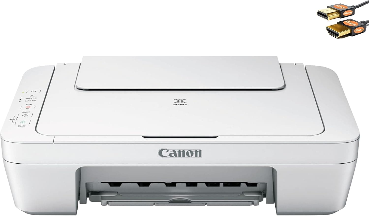 Canon PIXMA MG 2500 Series Inkjet Wired All-in-One Color Printer - Print Scan Copy - Print Speed Up to 8.0 ipm2- Up to 4800x600 DPI3-60 Sheets Paper Tray - USB Connectivity + HDMI Cable
