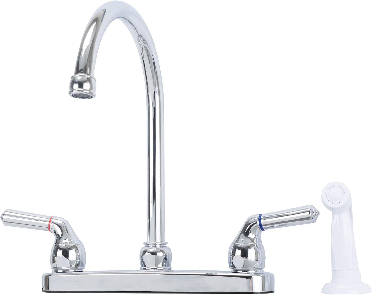 Kitchen Faucet Dual Tulip Handle with White Side Spray by JS Jackson Supplies Combination Kitchen or Bathroom Tap Sink Faucets Kit Chrome Finish