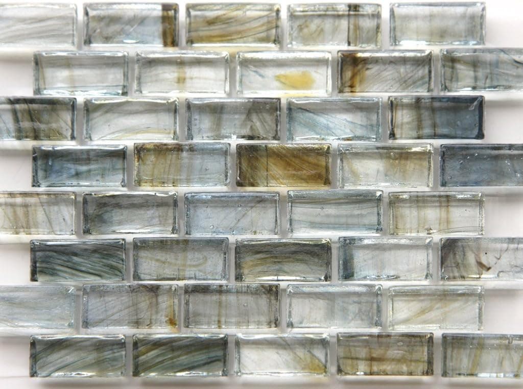 Mirabelle Collection Glass Tile blue-gray- Brown Brick Pattern