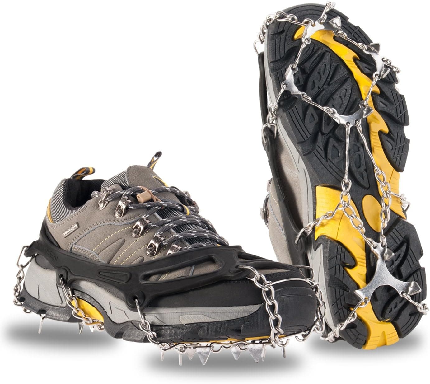 Giggleway Traction Cleats Ice Snow Grips Anti Slip 19 Stainless Steel Spikes Crampons for Women Men Kids M/L/XL