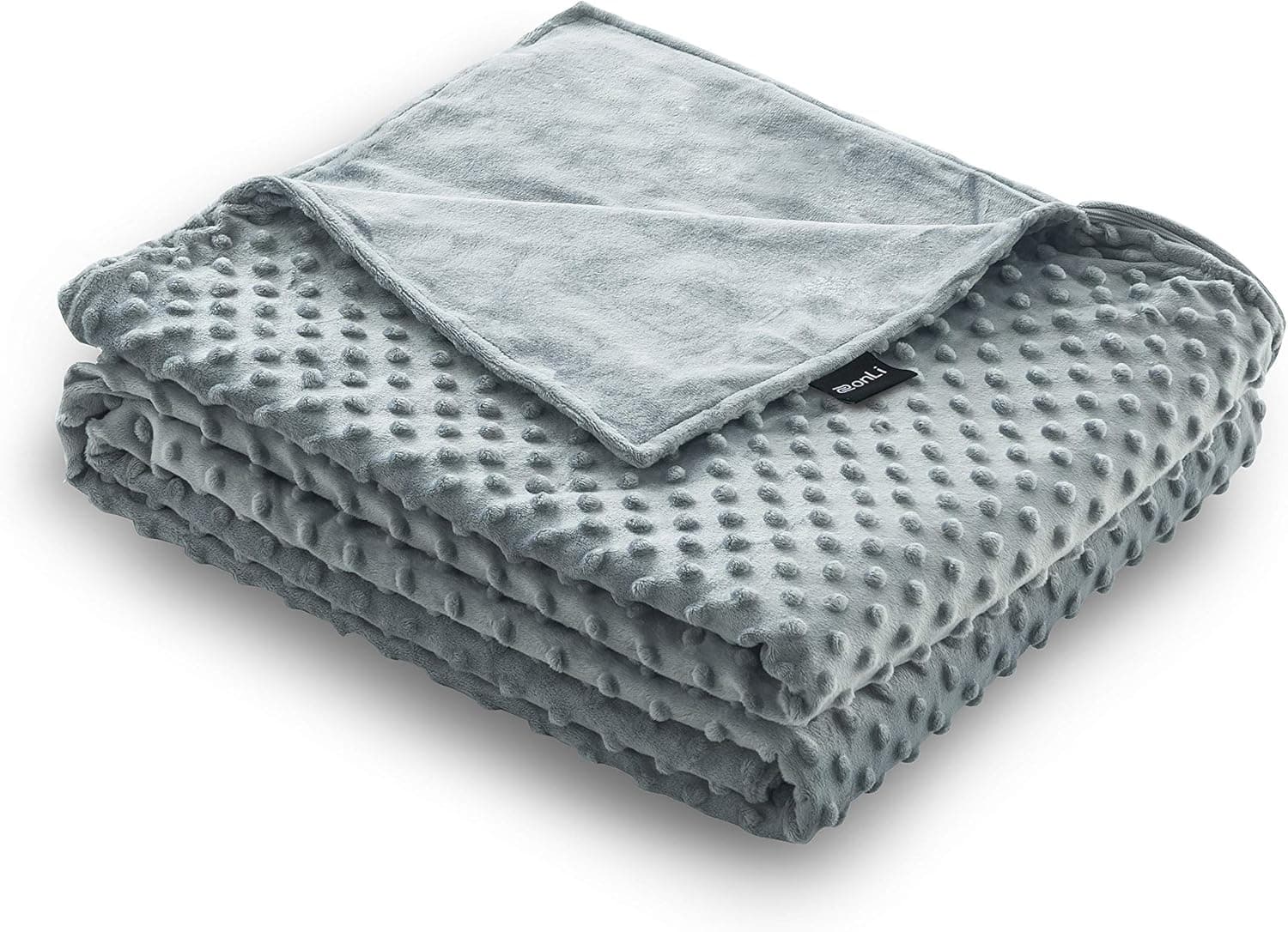 ZonLi 60''x80'' Grey/Grey Minky Dot Duvet Cover, Removable Duvet Cover for Weighted Blanket