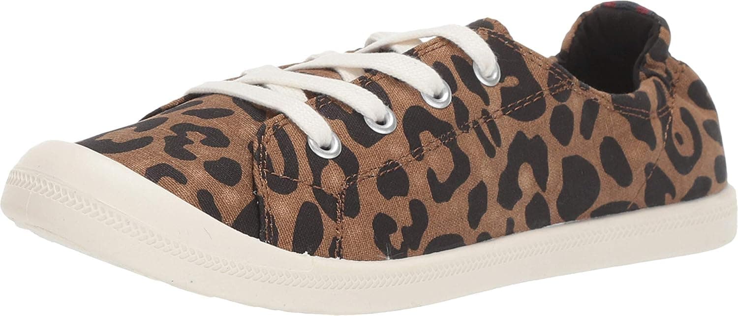 Madden Girl Womens Barby Tan Leopard Canvas Fashion Sneaker Size 8.5