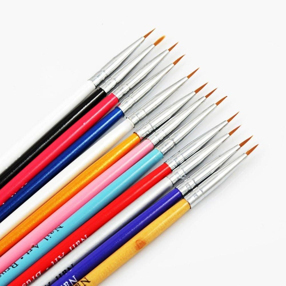Crazy Genie 12 Pcs Colorful Nail Art Design Detailing Drawing Paint Painting Brushes Dotting Pen Set