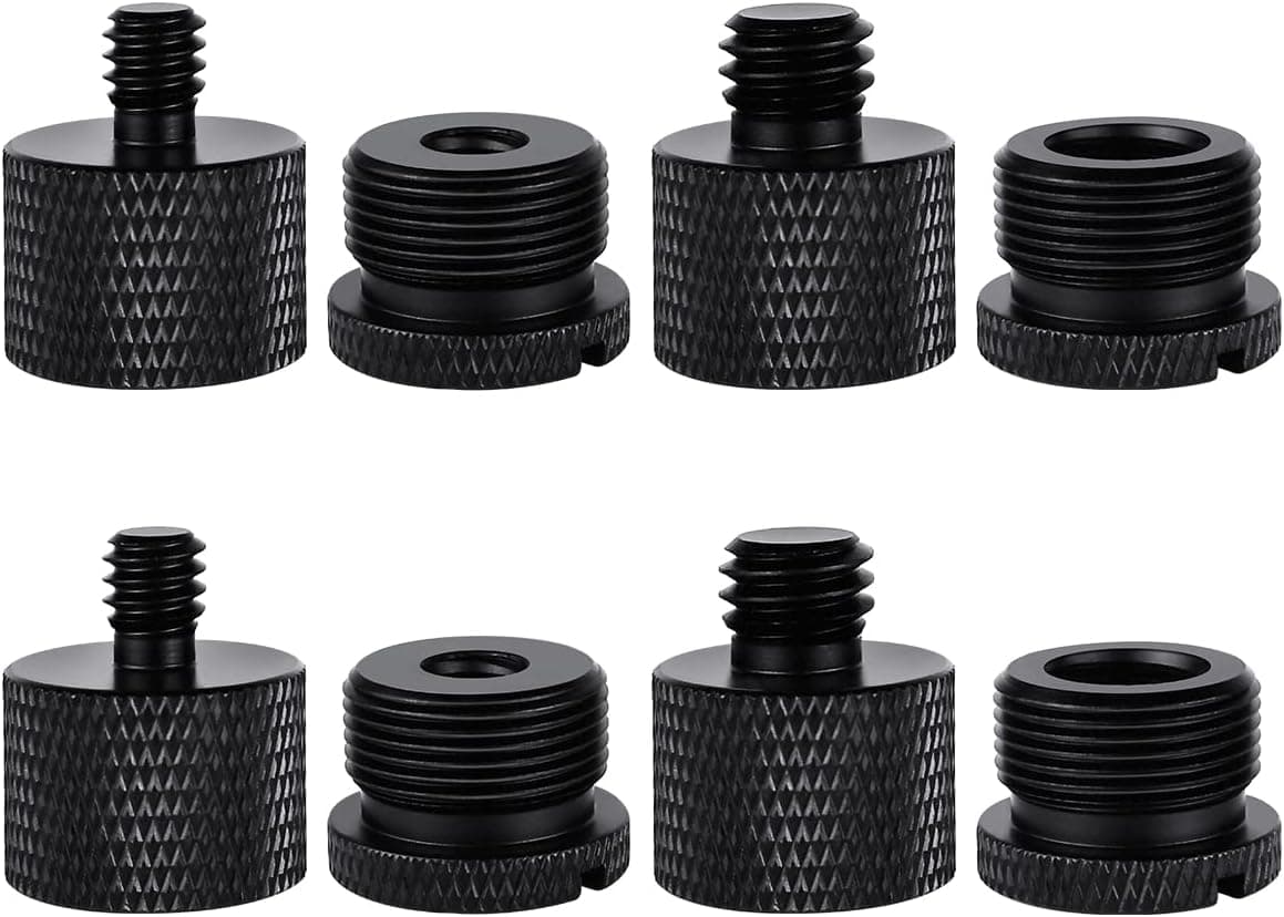 8 Pack Mic Stand Adapter, Male Camera Screw Adapter Thread 5/8 Female to 3/8 Male and 3/8 Female to 5/8 Male Mic Thread Adapter Set for Microphon Camera Tripod (Black)