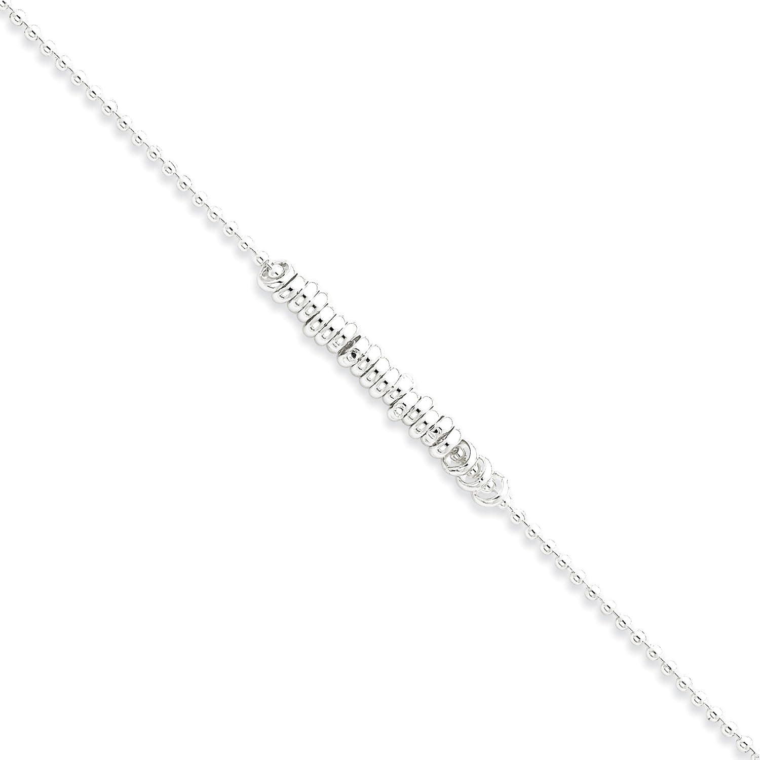 Sterling Silver 9inch Polished Fancy Love Ring Anklet QG286, 9 in