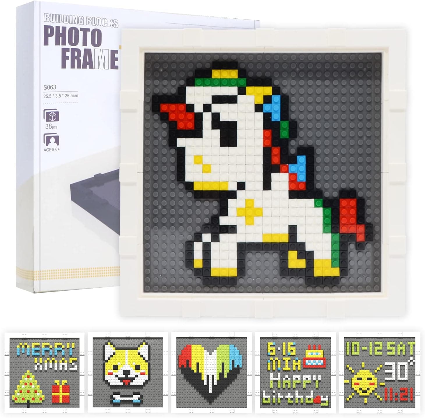 Hywestger Unicorn Mosaic Building Kit DIY Arts Puzzle Bricks Pixel Painting Decoration Creative Stunning Wall Art Building Blocks for Kids Unique Gift Christmas Birthday（6 in 1）