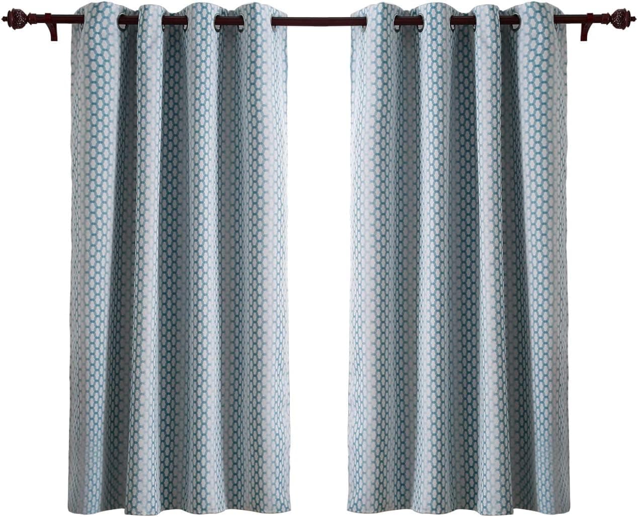 Deconovo Gradient Moroccan Designed Printed Grommet Window Thermal Insulated Blackout Curtain for Living Room, 52x63 Inch, Teal
