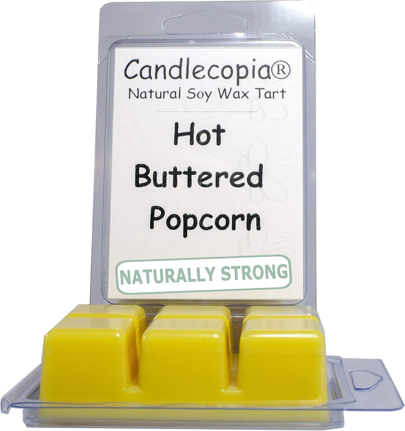 Candlecopia Hot Buttered Popcorn Strongly Scented Hand Poured Vegan Wax Melts, 12 Scented Wax Cubes, 6.4 Ounces in 2 x 6-Packs