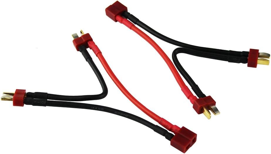OliYin 2pcs Deans 2-Male to 1-Female Series Connector Adapter Double Voltage LiPo 14awg 3.93"(Pack of 2)