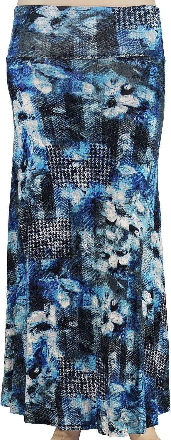 Stylzoo Women's Plus Size Stretchy Printed Maxi Skirt