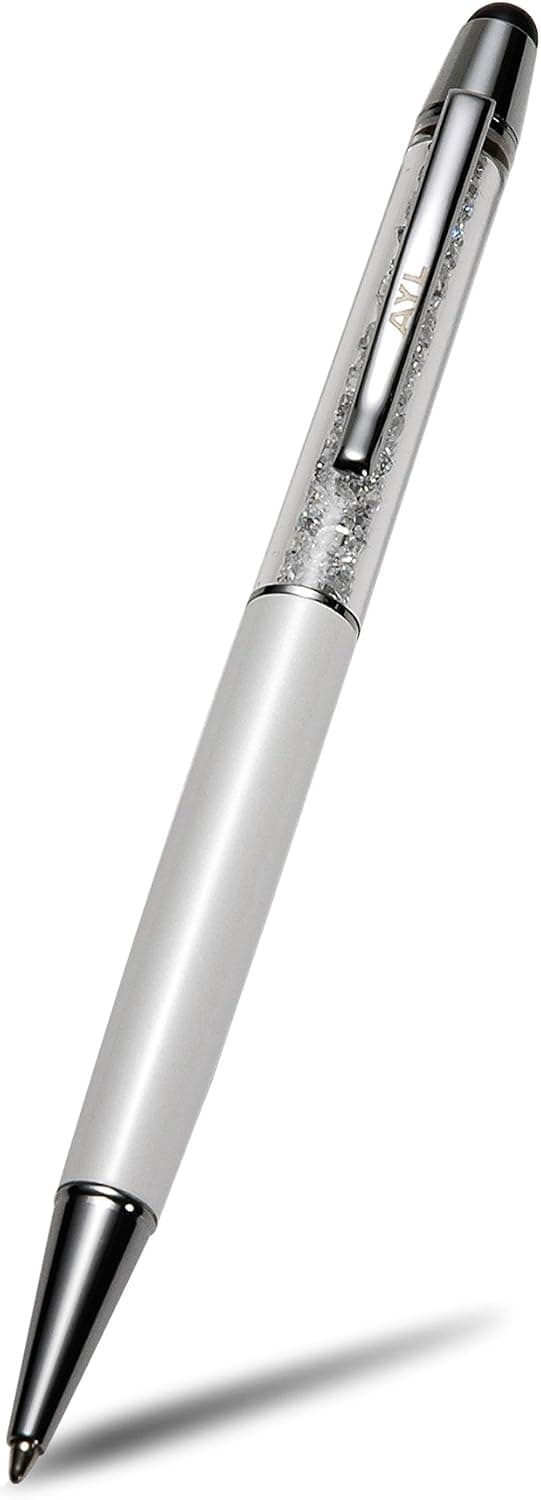 Accessorise (TM) 2-in-1 Crystalline Capacitive Stylus with Ballpoint Pen / Perfect Birthday and Anniversary Gift (Pearl White)