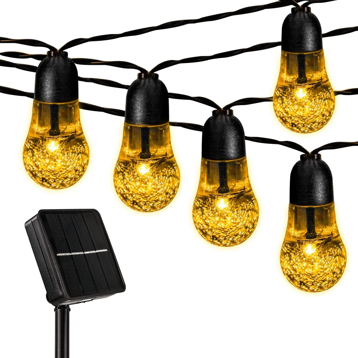 Solar String Lights Outdoor Patio Lights 50 LED 24.6FT Edison bulbs Globe String Lights with 8 Lighting Modes, Waterproof Hanging Lights for Yard Porch Wedding Party Fence Christmas (Warm White)