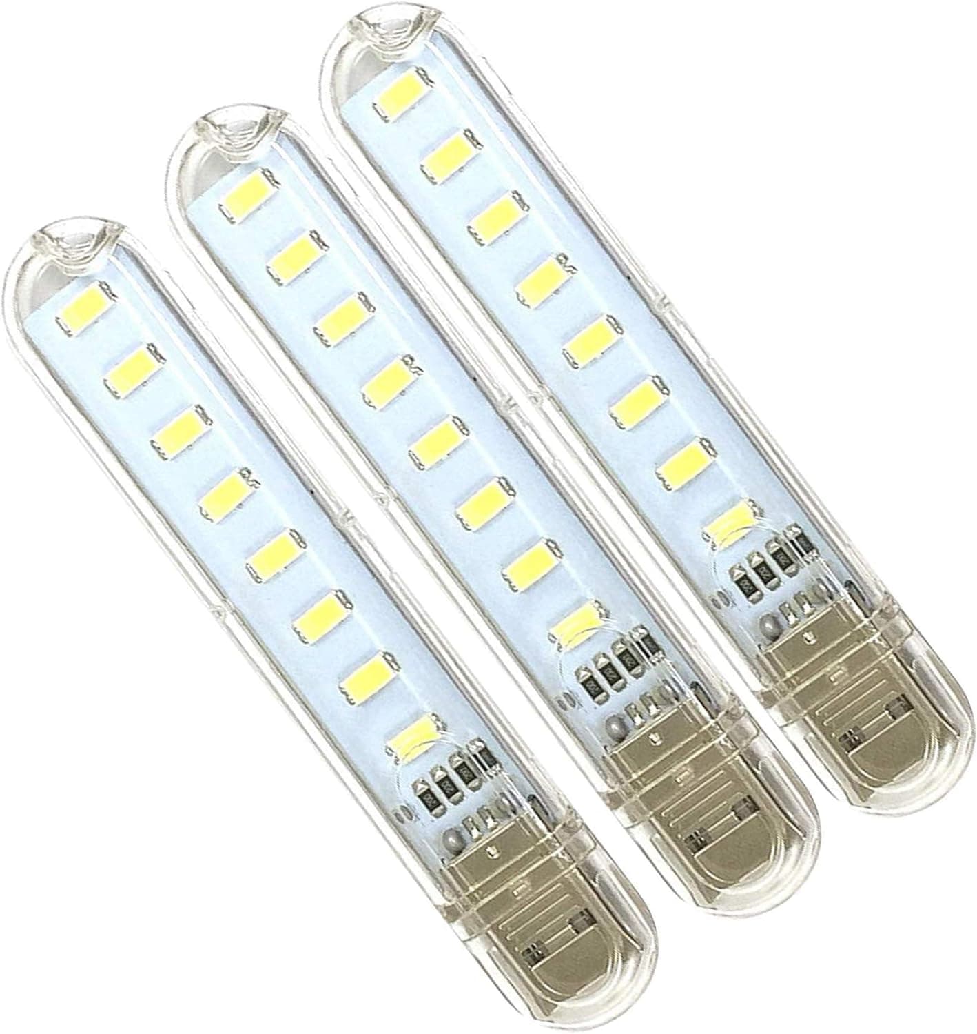 Meiyangjx USB Led Lamp Camping Night Light, Mini Portable Keychain Lights for Power Bank PC Laptop (3 Pack-White)
