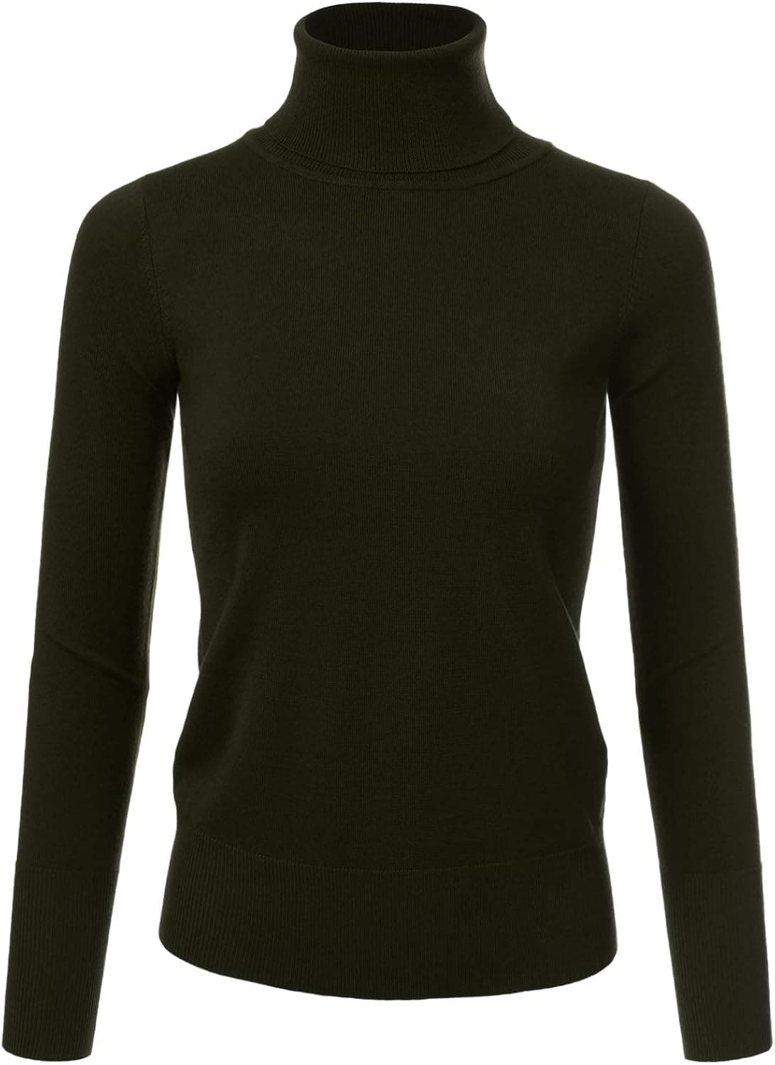 JJ Perfection Women's Stretch Knit Turtle Neck Long Sleeve Pullover Sweater