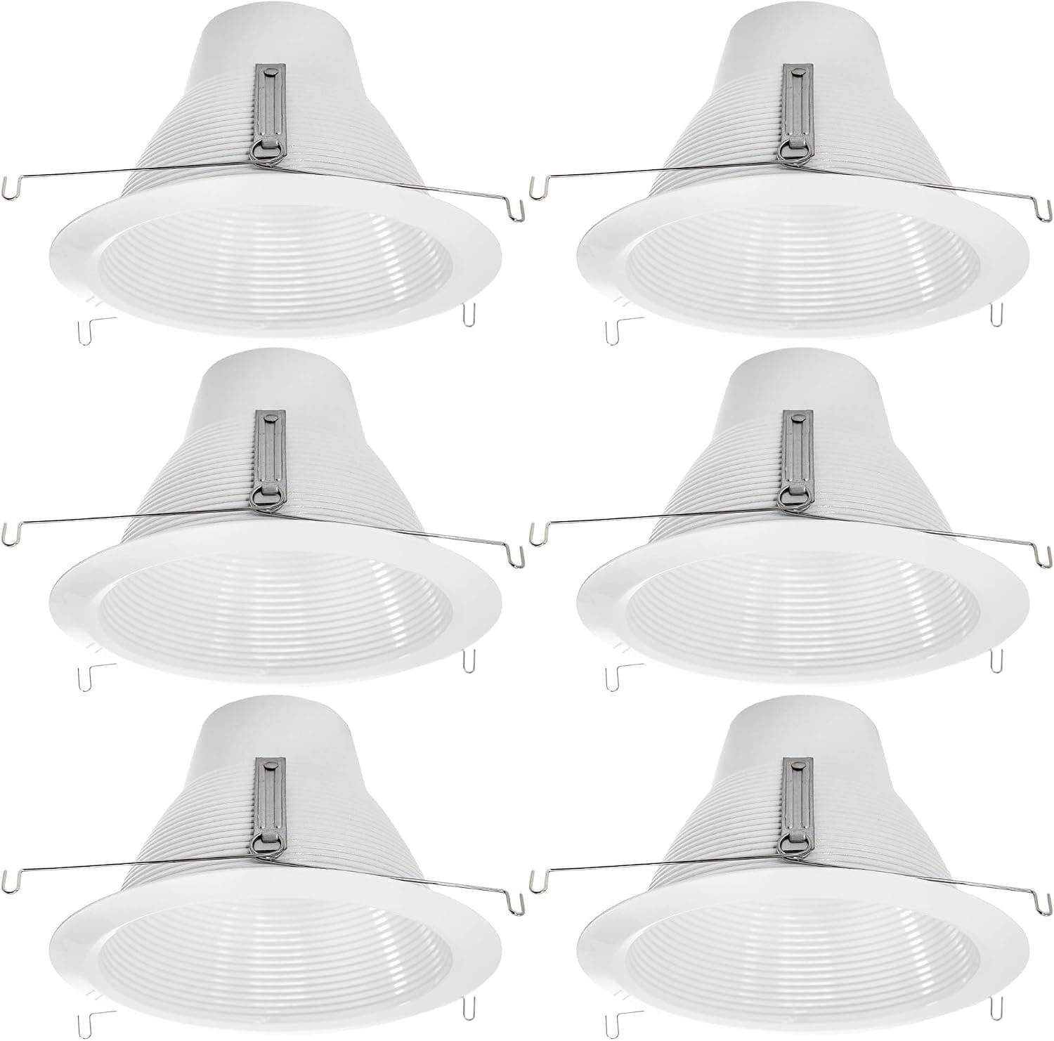 [6-Pack] PROCURU 6-Inch Recessed Light Shorty Cone Trim, Weatherproof Air-Tight, IC-Rated, White