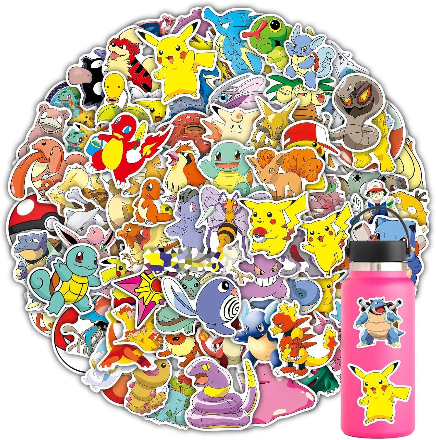 100 Pcs Waterproof PVC Stickers for Poke Anime on Car Water Bottles Laptop Hard Hat for Kids