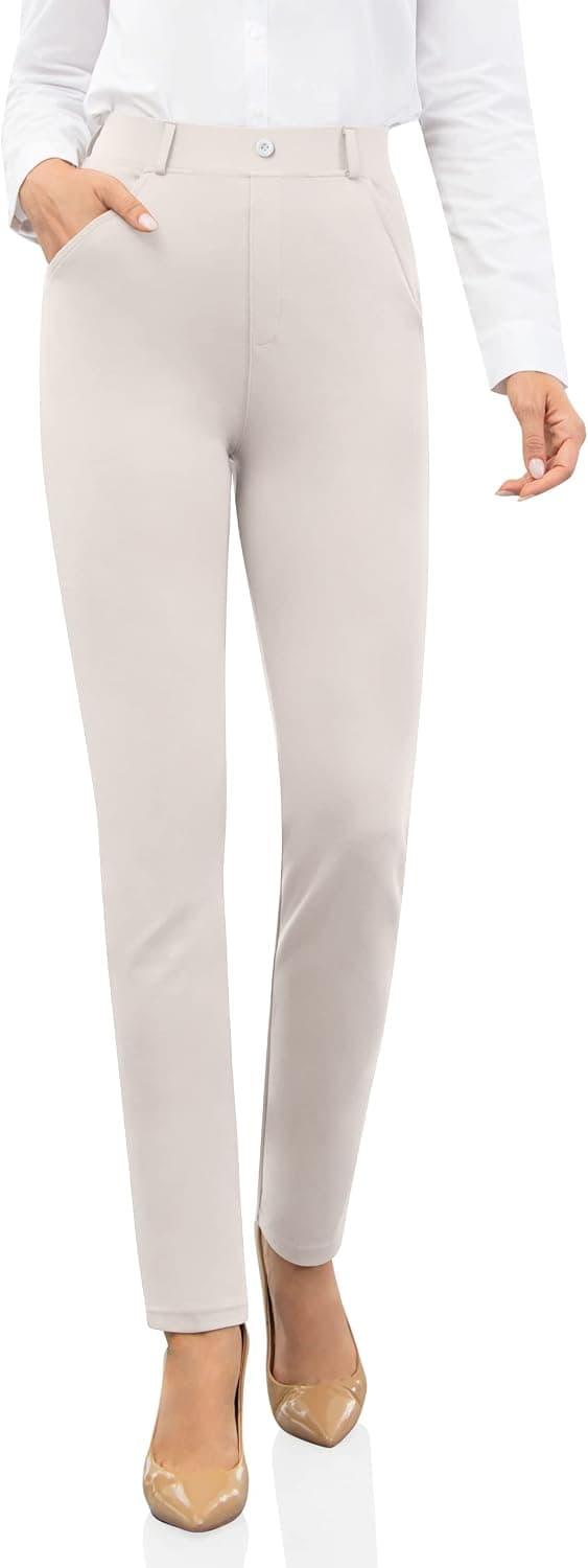 UUE Dress Pants for Women Business Casual Stretch Pull On Women's Work Pants with Pockets Straight & Skinny Leg