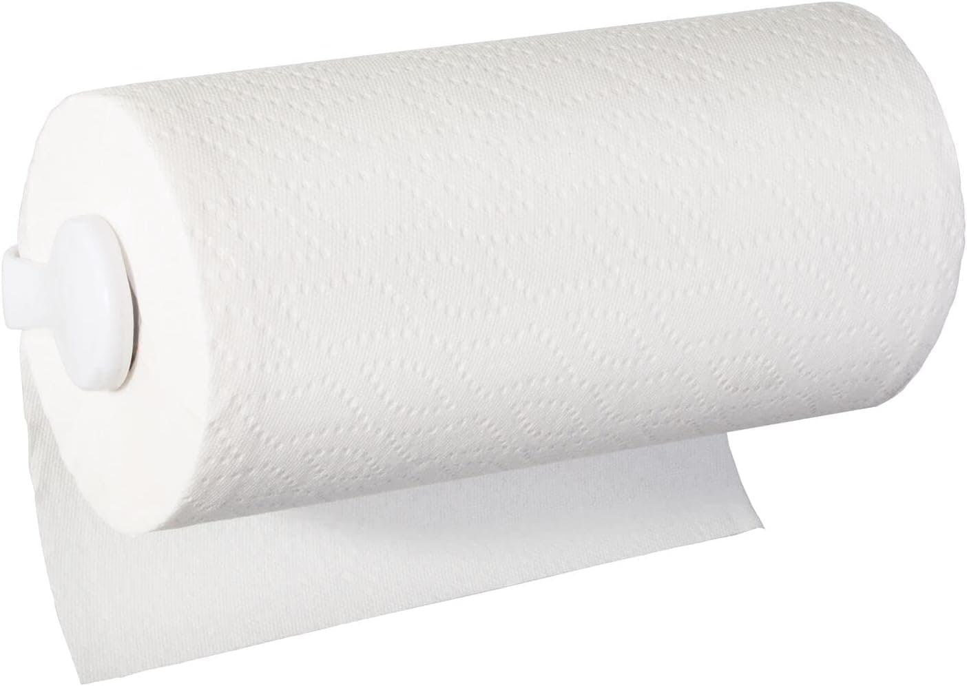 mDesign Plastic Wall Mount Paper Towel Holder & Dispenser, Mounts to Walls or Under Cabinets - for Kitchen, Pantry, Utility Room, Laundry and Garage Storage - Holds Jumbo Rolls - White