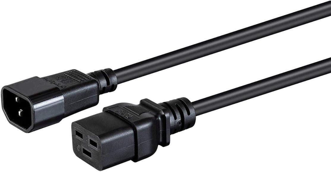 Monoprice Power Cord - 1 Feet - Black | IEC 60320 C19 to IEC 60320 C14, 14AWG, 15A, SJT, 100-250V