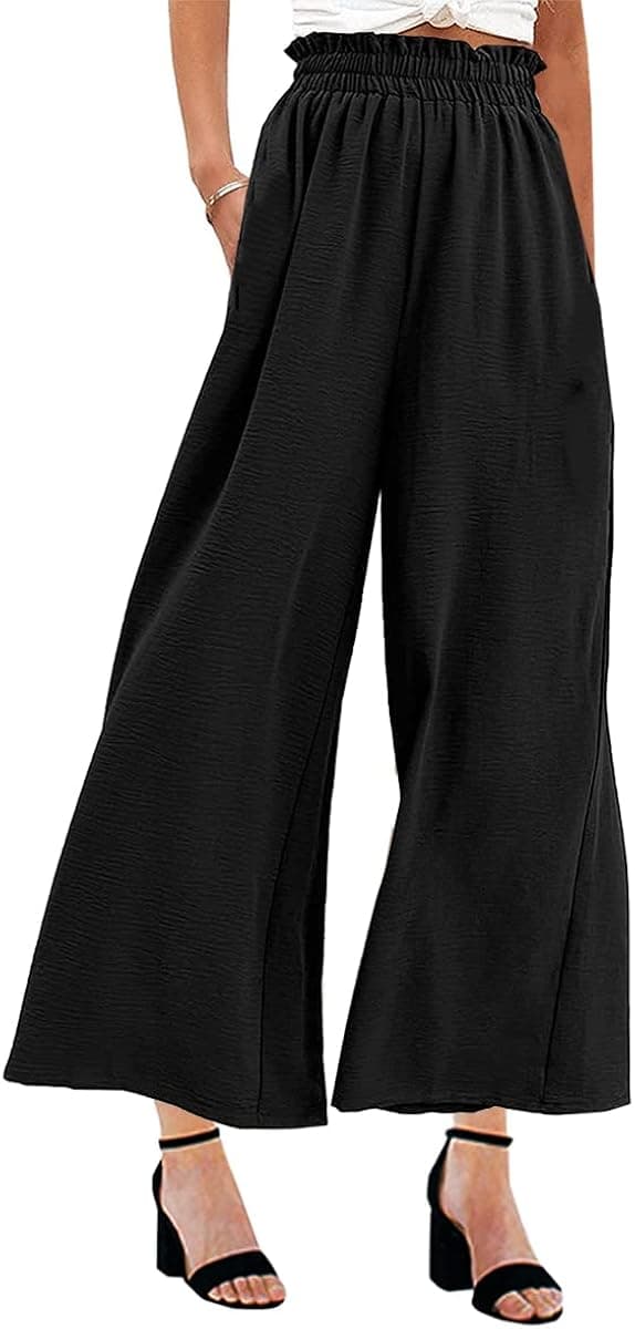 MAYFASEY Women's High Waist Wide Leg Long Palazzo Pants Casual Lounge Pants Flowy Trousers with Pockets
