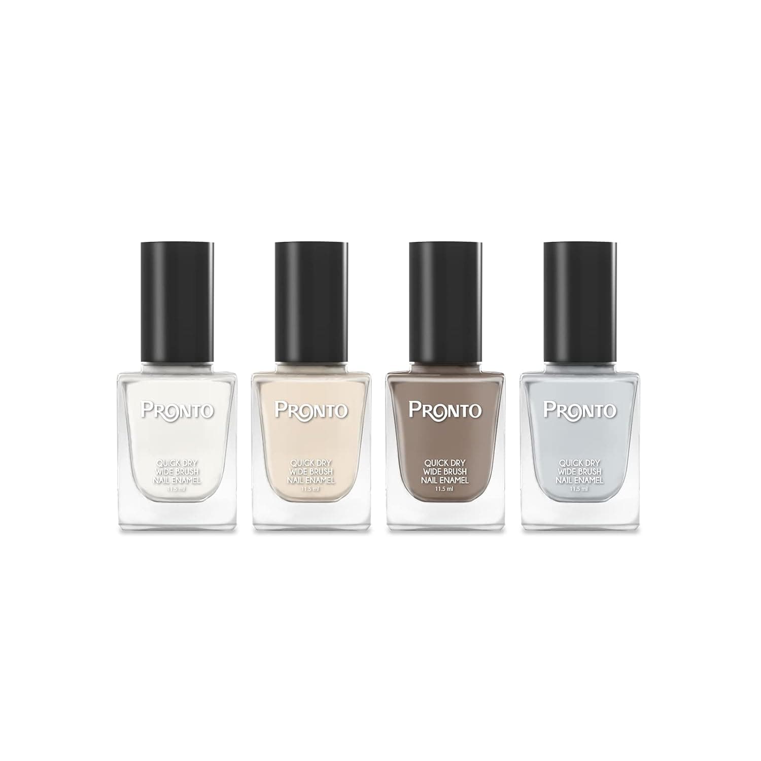 Pronto Collection – 4 Pieces Set: Long Lasting, Quick Dry, Mirror Shine Nail Polish – Hardener, Bright and Shiny Finish – (11.5 ml / 0.40 Fluid Ounces Each) (Beauty Neutrals)