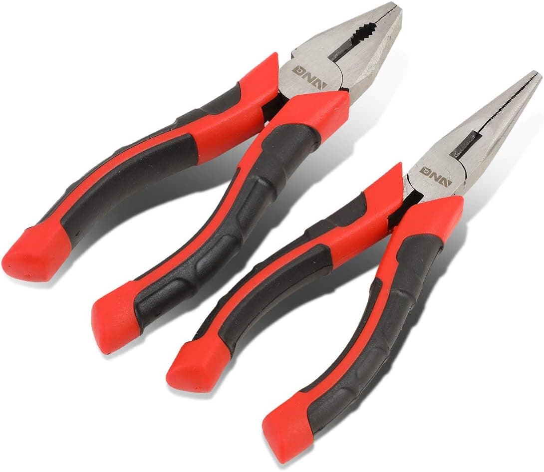DNA Motoring TOOLS-00058 2 Piece Pliers Set – 6 inch Hand Tools w/Durable Jaws, Milled Teeth, Hot-Riveted Joint