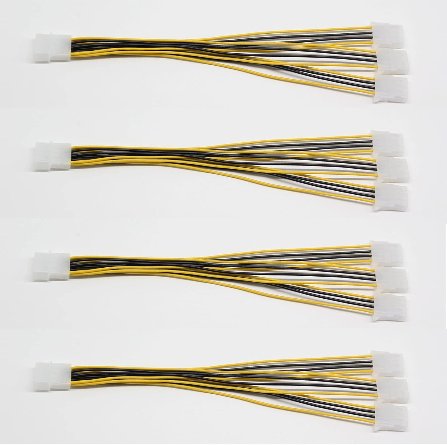 XIWU (4 Pack) Molex 4 Pin Power Supply Y Splitter Cable - 3 Female to 1 Male Internal Power Extension Cable