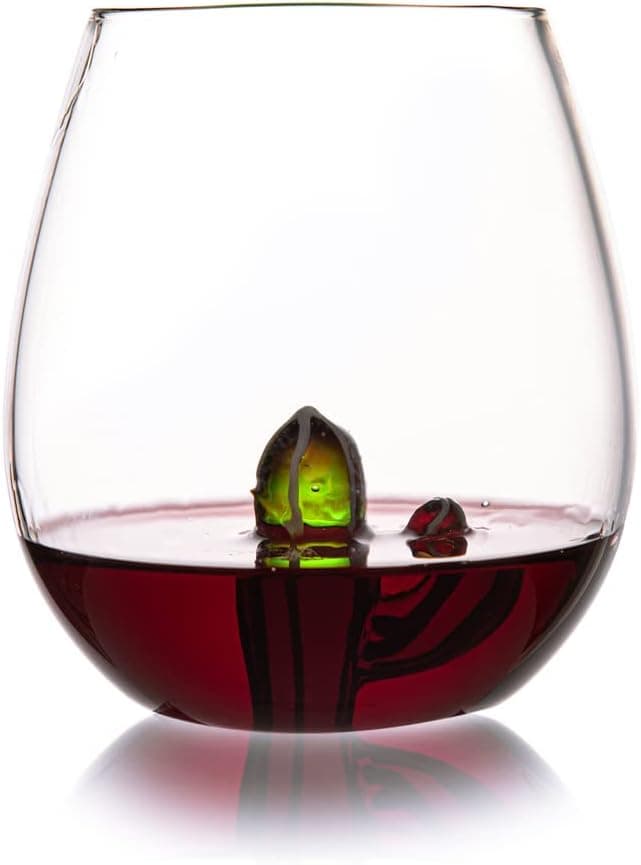 Stemless Wine Glass with Cactus Inside, 16 OZ Large Capacity Unique Wine Glasses with 3D Cactus Marker for Holiday Birthday Gifts
