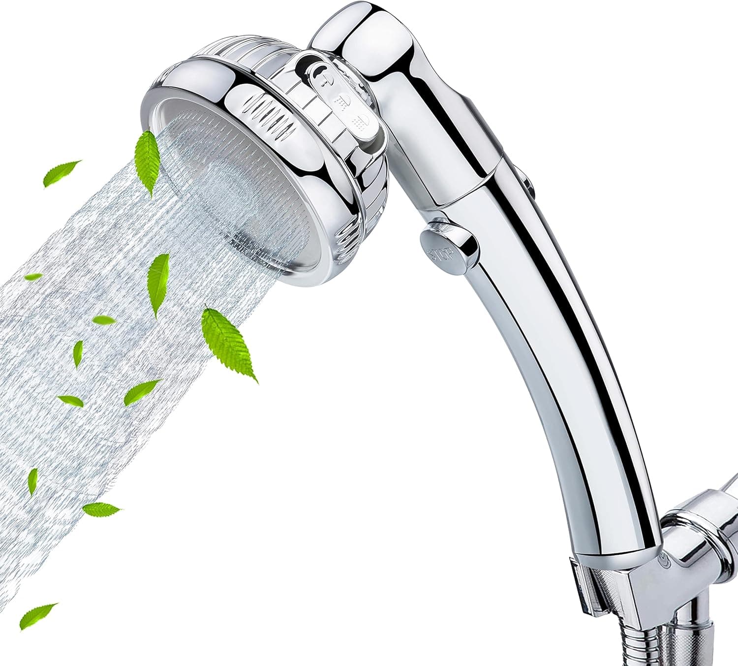 HappyLife Direct Handheld Shower Rain Shower with Handheld Spray with 4 Functions（Without Hose and Holder） Upgraded Hand Held Shower Head 2.5 GPM Pressure High Flow with OnOff Pause Switch, Chrome