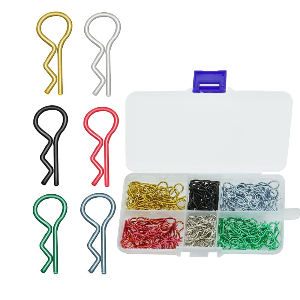 GLOBACT RC Body Clips Pins Rc Car Body Clips R Pins Stainless Steel Parts 6 Colors for 1/8 1/10 1/12 Scale Axial Arrma Rc4wd Redcat RC Car Crawler Truck (120Pcs)