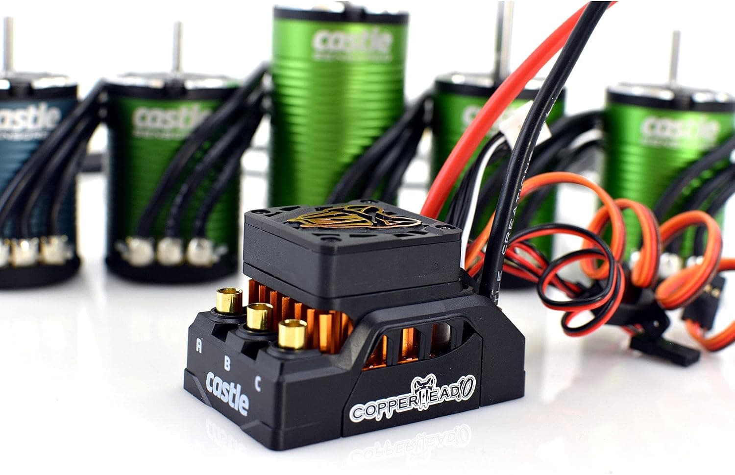 Castle Creations 1/10 Copperhead 1406-7700Kv Sensored Brushless ESC/Motor Combo, CSE10016604, Black, Green